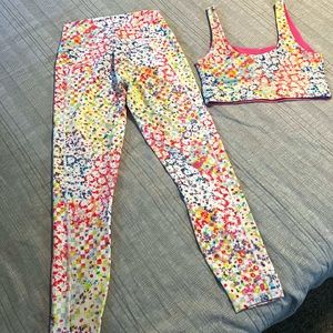 Fabletics Pastels Flower Bra/Leggings Set